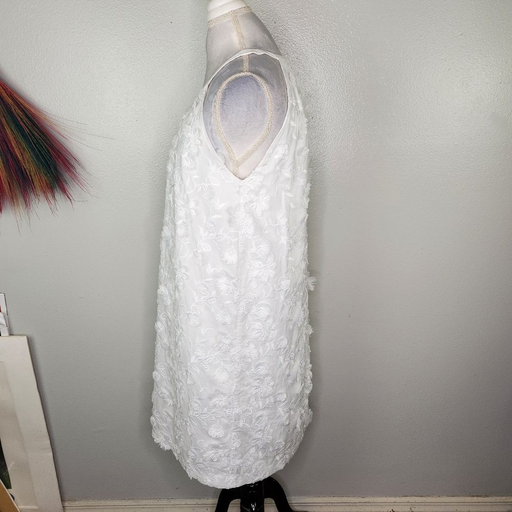 Ann Taylor White High Neck Halter Floral Applique' Mini A Line Dress Size M/L - Picture 9 of 12